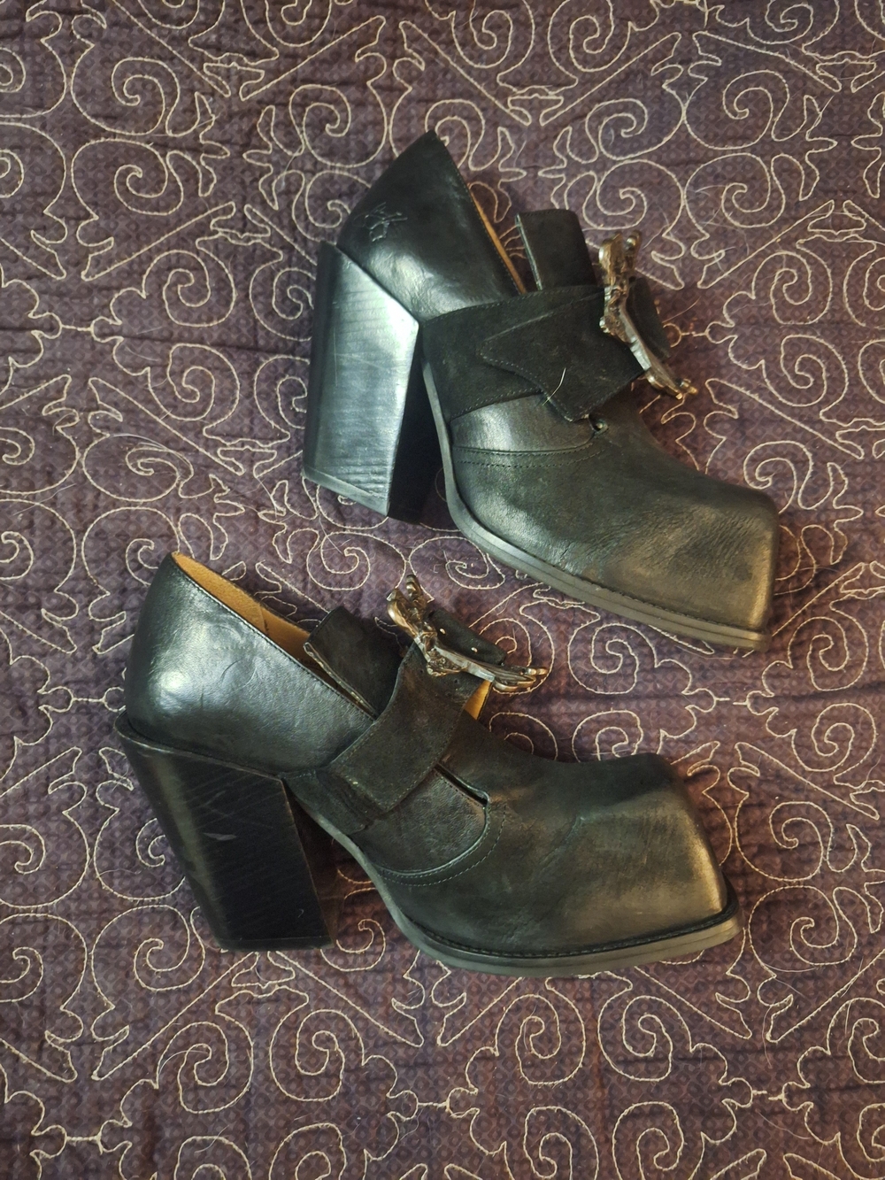 Fluevog Bader Black Buckled Platform Shoe - Picture 5 of 6